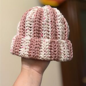 Cozy Crochet Kids Beanie - Pink and Cream